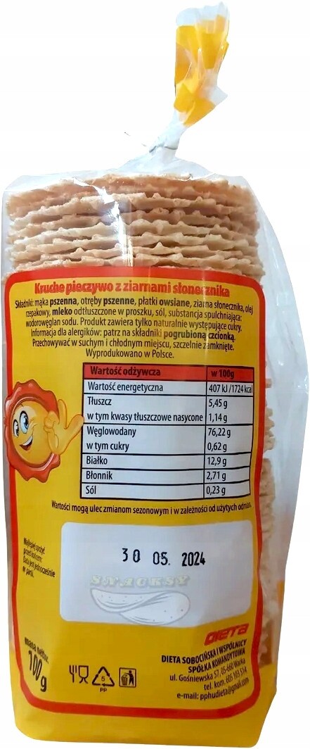 Sada Elka Křehké pečivo se slunečnicovými zrny bez cukru 100g 12 Ks