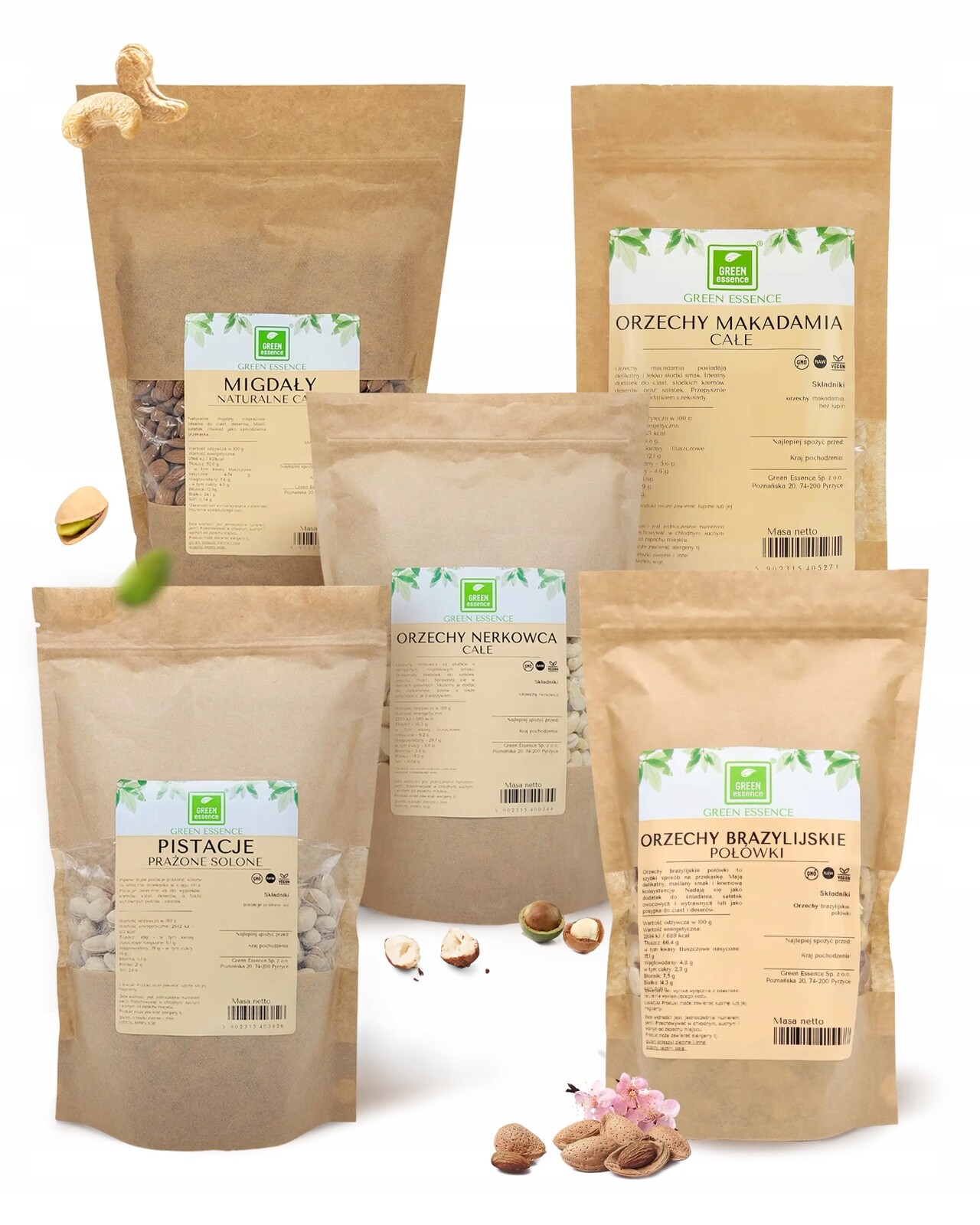 Pistácie Mandle Kešu Ořechy makadamové para ořechy sada mix ořechů