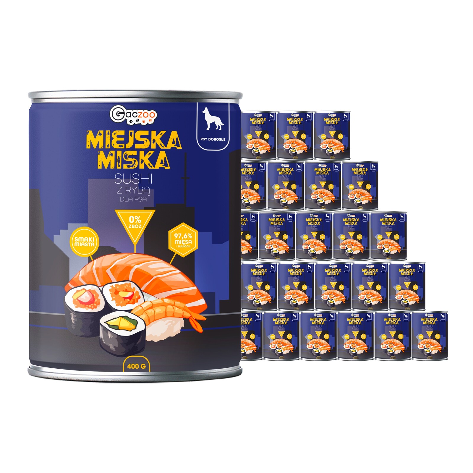 Krmivo pro psa Městská miska Gaczoo Sushi s rybou 24 x 400 g bez obilovin
