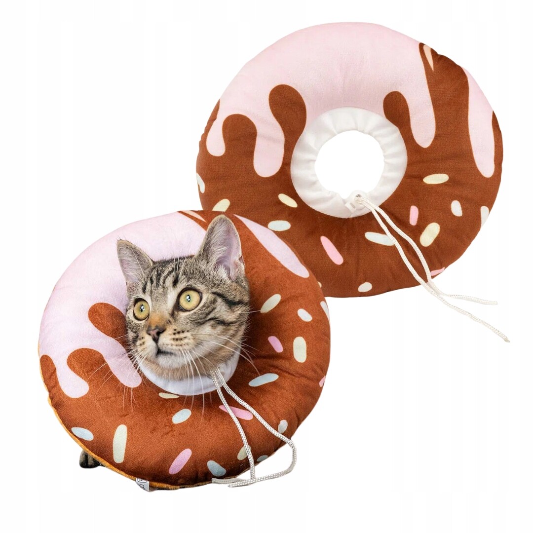 Měkký plyšový pooperační límec po ošetření pro kočky Donut Mil XL