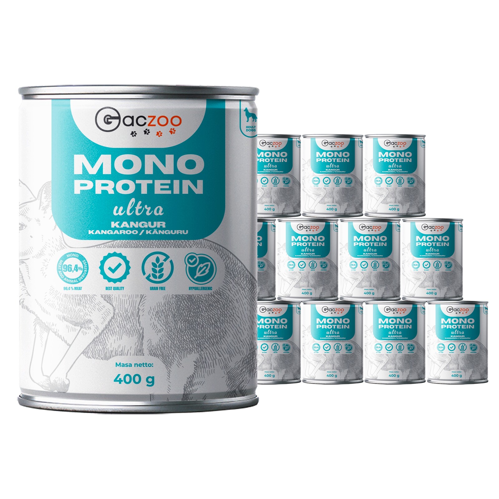 Vlhké krmivo monoproteinové krmivo pro psy Gaczoo Mono Protein Ultra Kangur 12 x 400 g