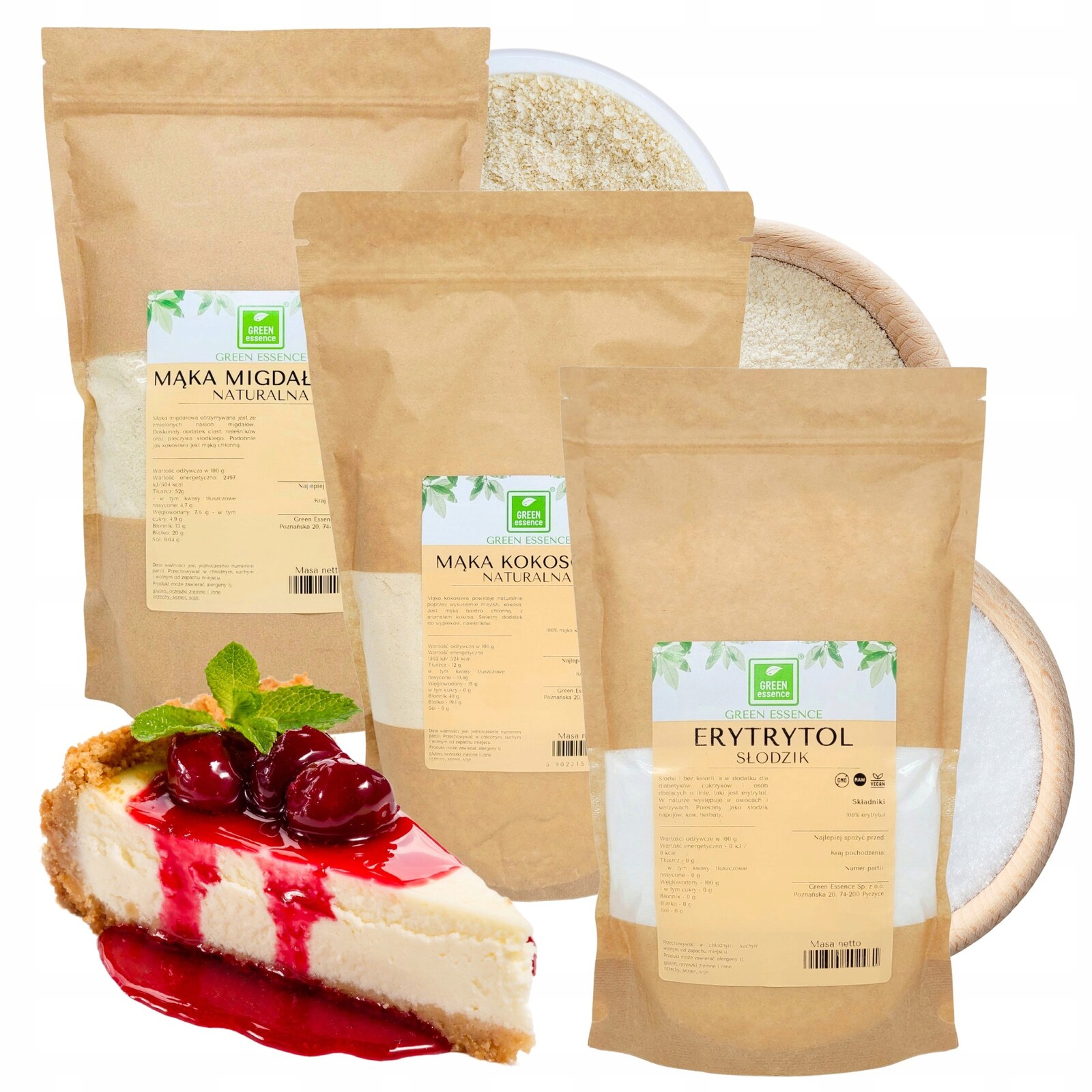 Mandlová A Kokosová Mouka Erytrytol erytrol keto 3x 1kg mleté mandle