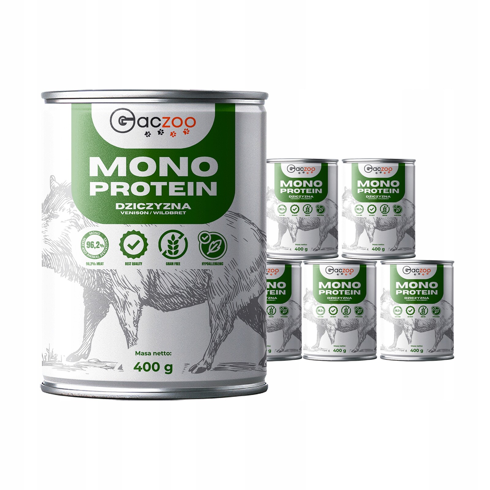 Krmivo pro psy Gaczoo Mono Protein Divočák 6 x 400 g, hypoalergenní