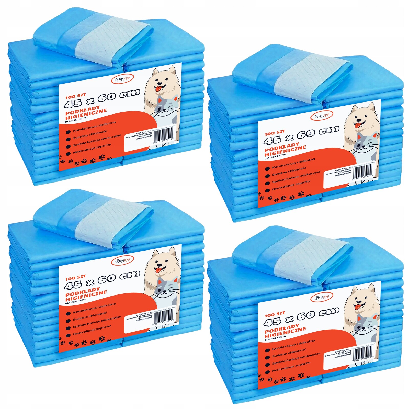 Hygienické podložky pro psa a kočku absorpční podložky 45 x 60 cm 400 ks Gaczoo
