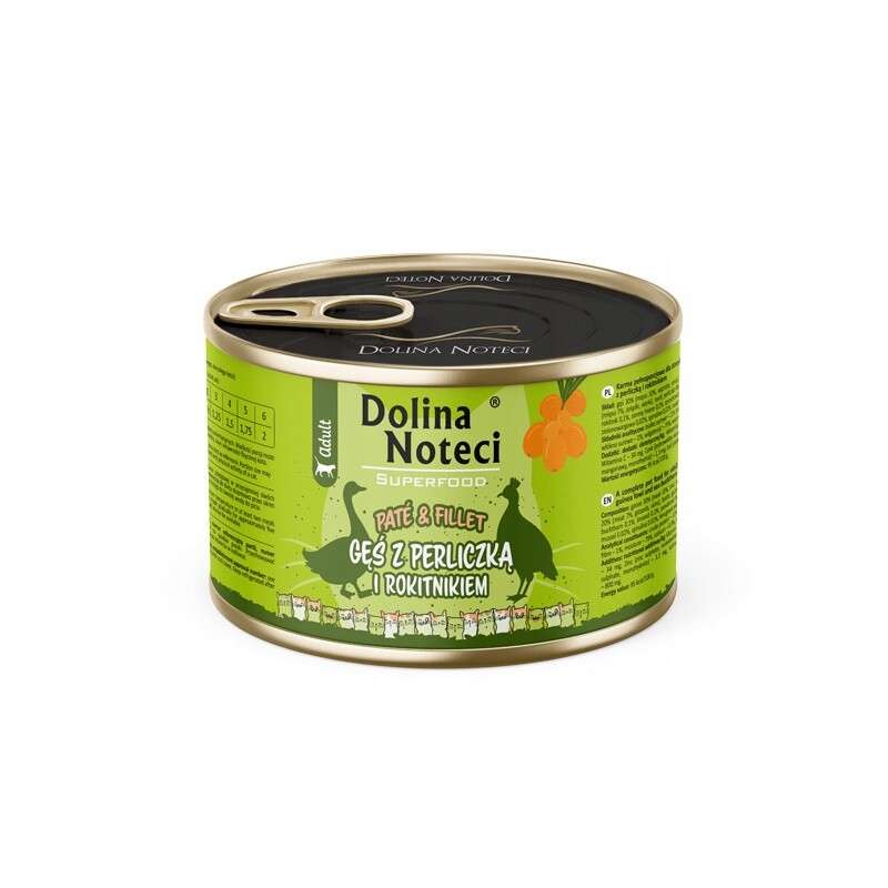 Dolina Noteci Superfood Kočka 185g husa s perličkou a rakytníkem konzerva