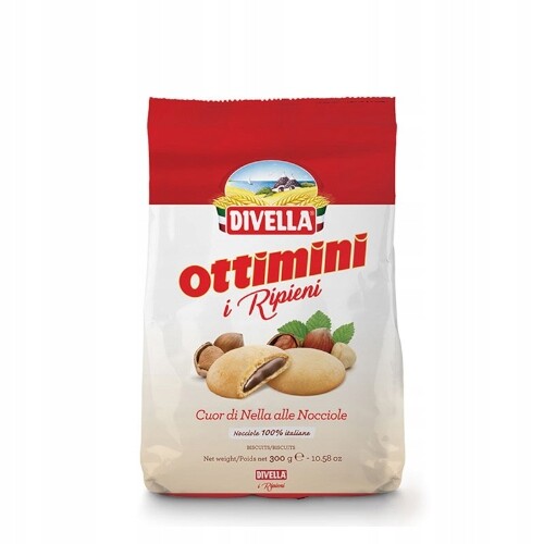 4x Sušenky Ottimini Cuore di Nella Ripirni Nocciole 300 g Divella