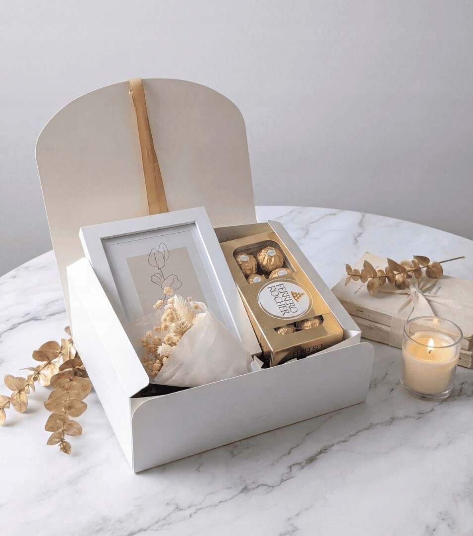 Elegantní bílý dárkový box s vlastní fotkou – White Memories