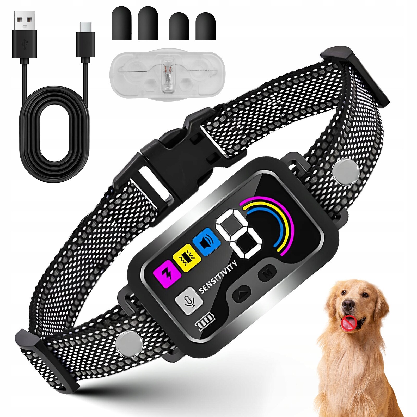 Výcvikový obojek pro psy, 3 režimy Pípnutí/Vibrace/Šok, IP67, Nastavitelný, 4-54 kg