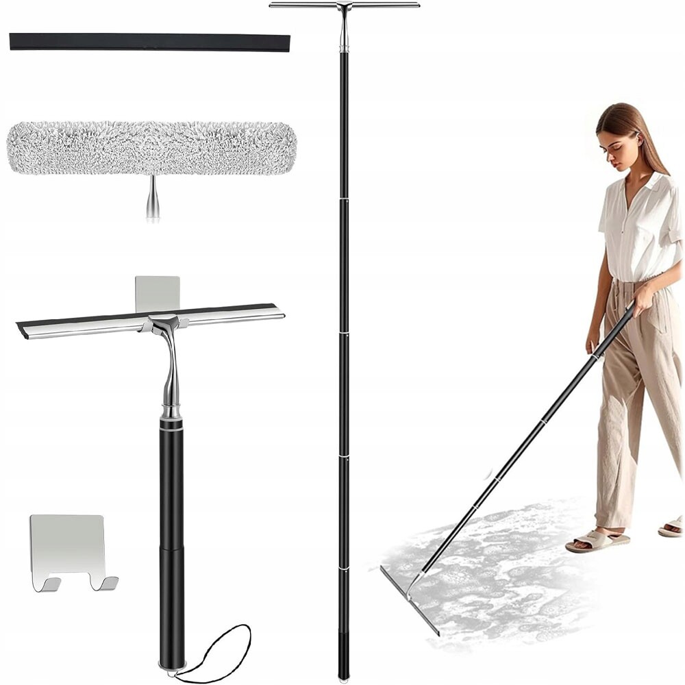 Stěrka Na Podlahy Teleskopická Tyč Černá Ergonomická Rukojeť