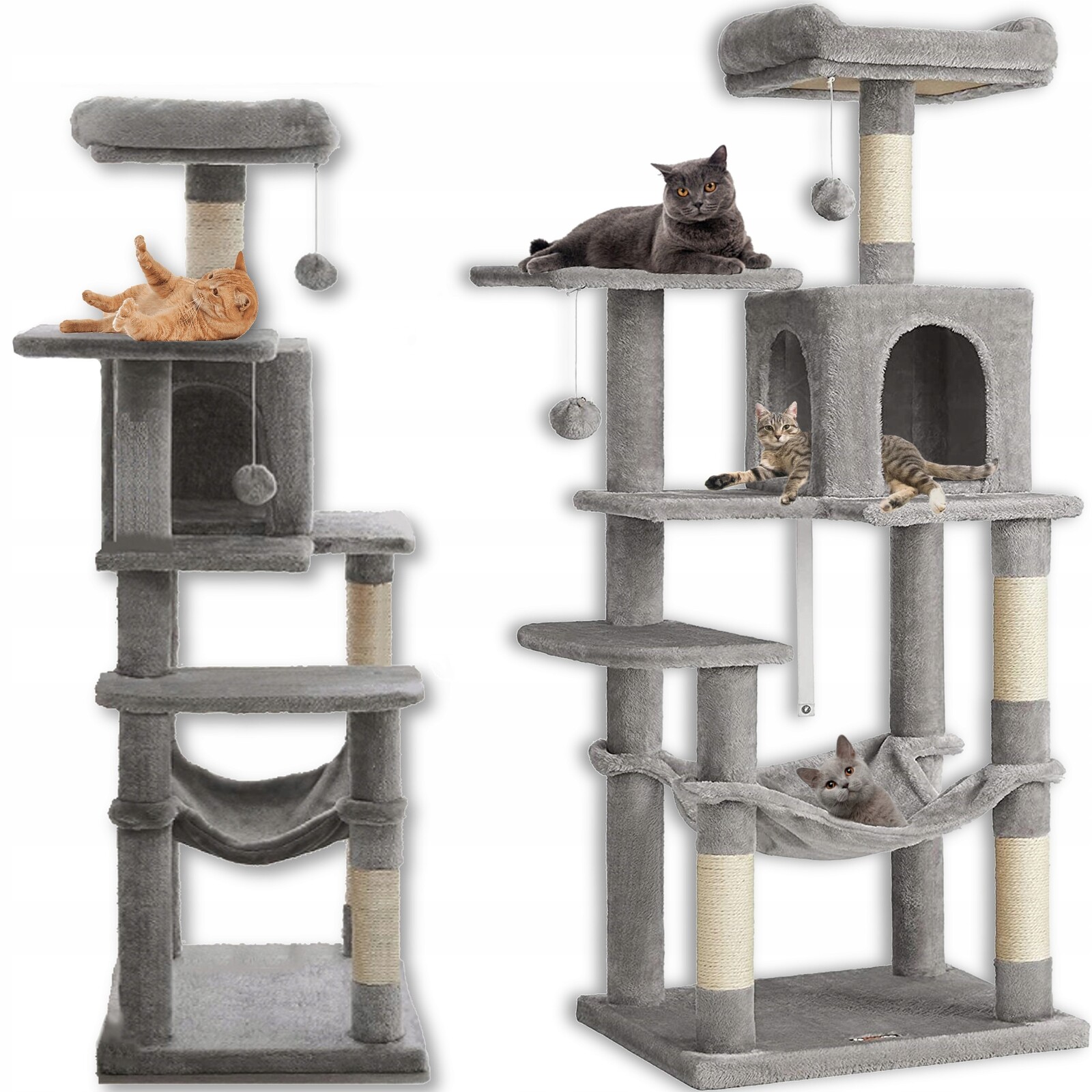 Škrabadlo Pro Kočky Velké 6 Úrovní XL Pelíšek Sloupek Domeček 143 CM Na Škrábání
