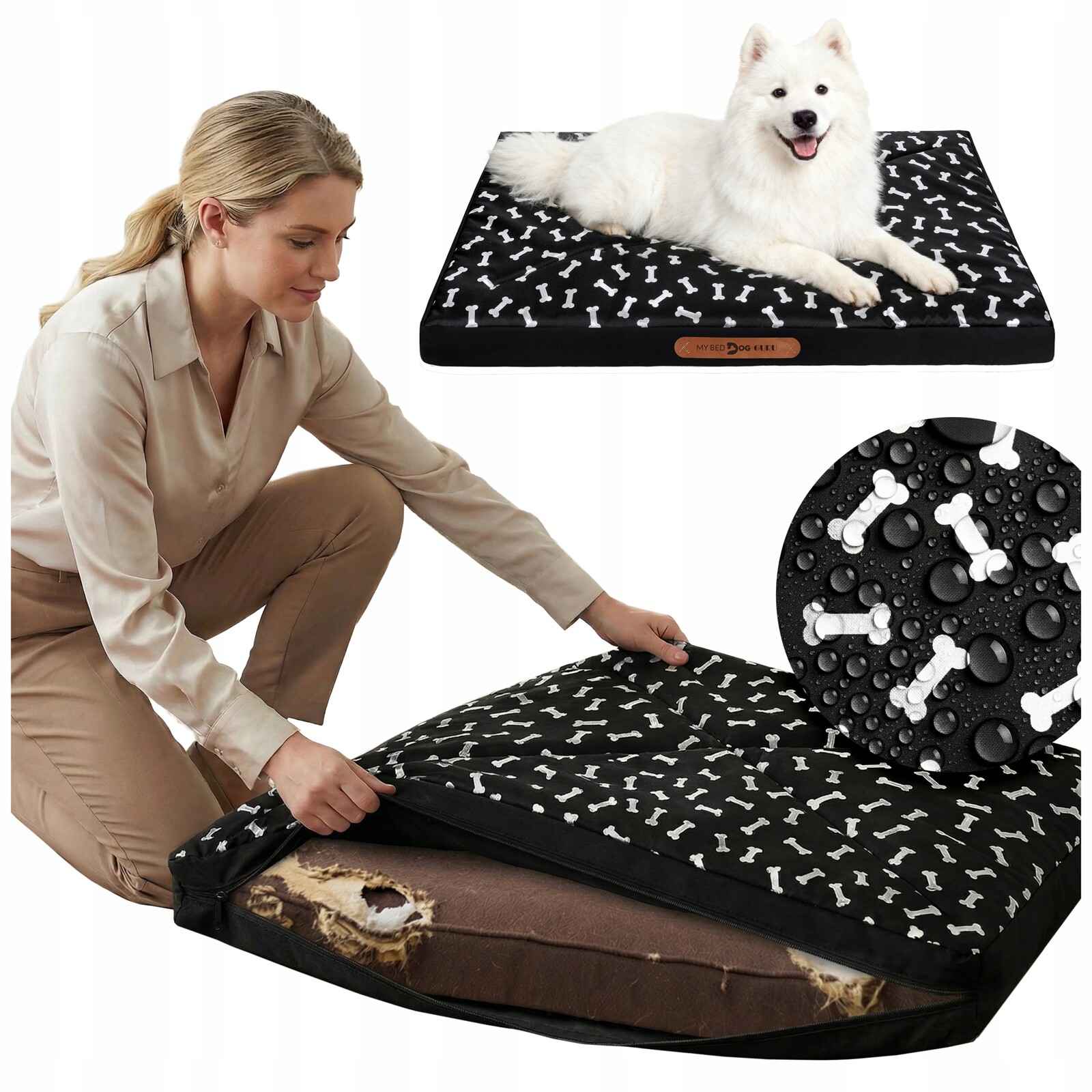 Obal Na Pelíšek Pro Psa XXL 120x70 CM Voděodolný Černý Na Zip