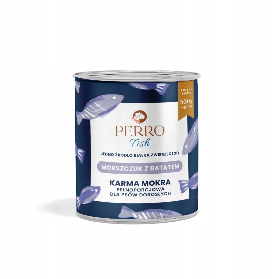 Perro Monoproteinové Krmivo Vlhké Morszczuk s batátem pro psa 6x800g Nové