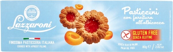 4xKřehké sušenky s meruňkou bezlepkové bez lepku Lazzaroni italské 80 g