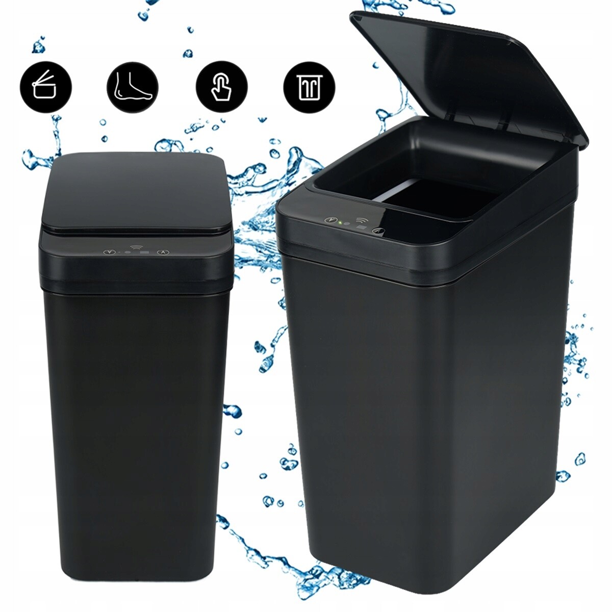 Senzor Pohybu 12 L Automatický Vodotěsný Koš Do Obývacího Pokoje, Černý