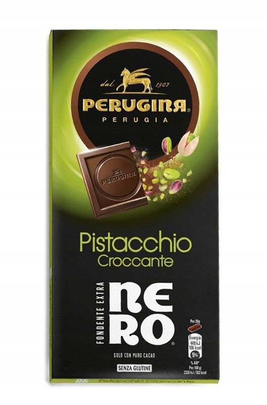4x Čokoláda Fondente Extra Nero Pistacchio Croccante 85 g Perugina