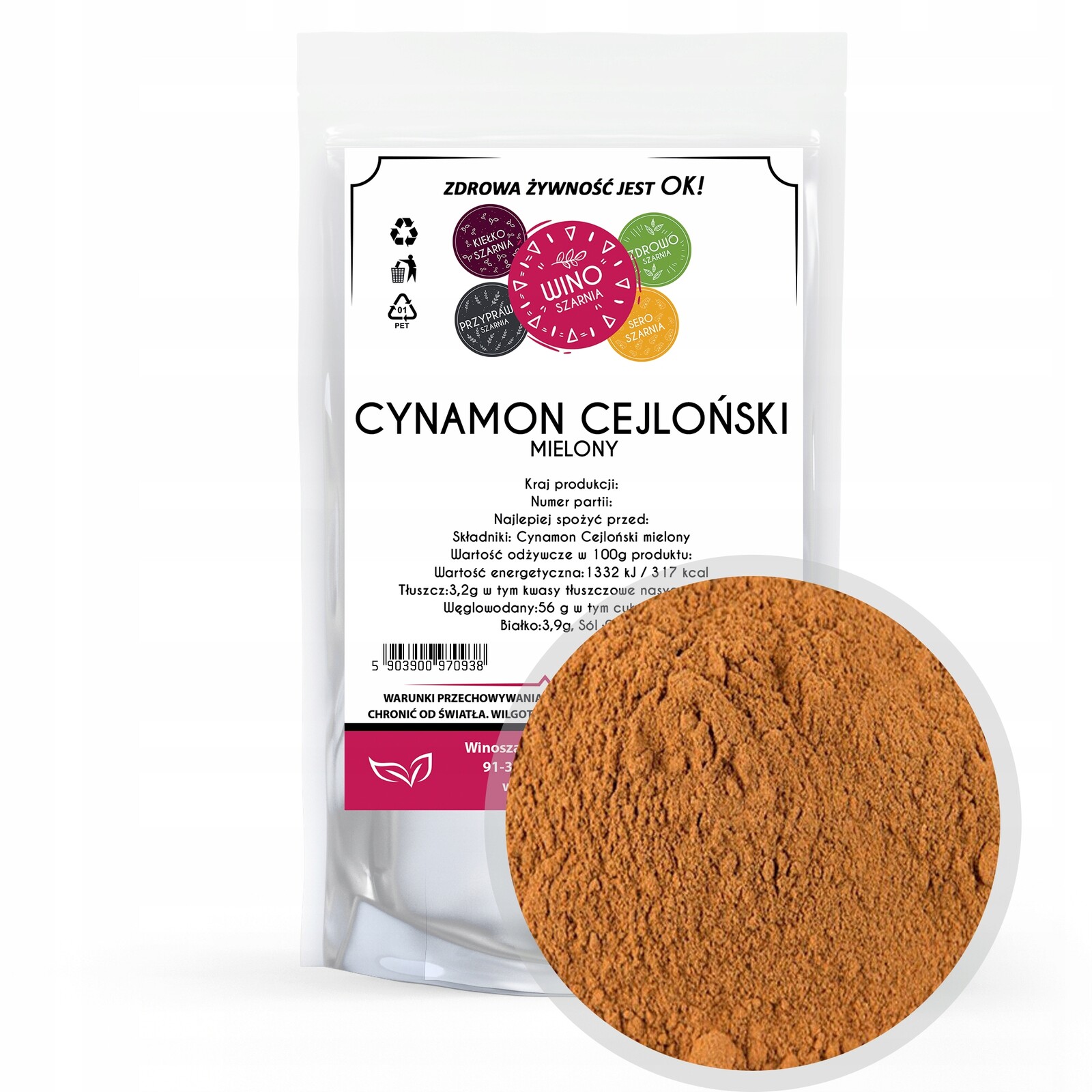 6 x Winoszarnia Cejlonská skořice Mielon 100g Madagaskar Ceylonský