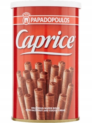 4x Trubky plněné krémem Caprice Cioccolato 115 g Papadopoulos