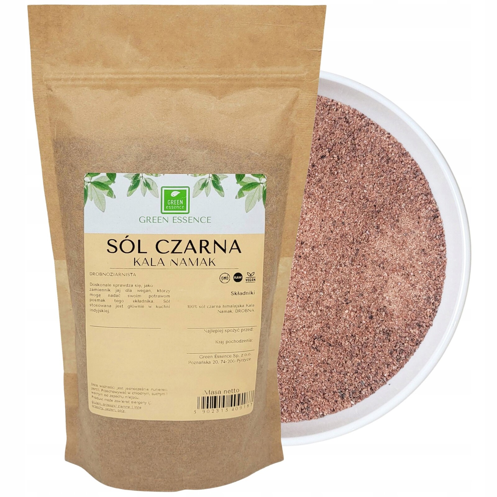 5x Green Essence Himalájská sůl černá jemná Kala Namak1 kg jemně mletá