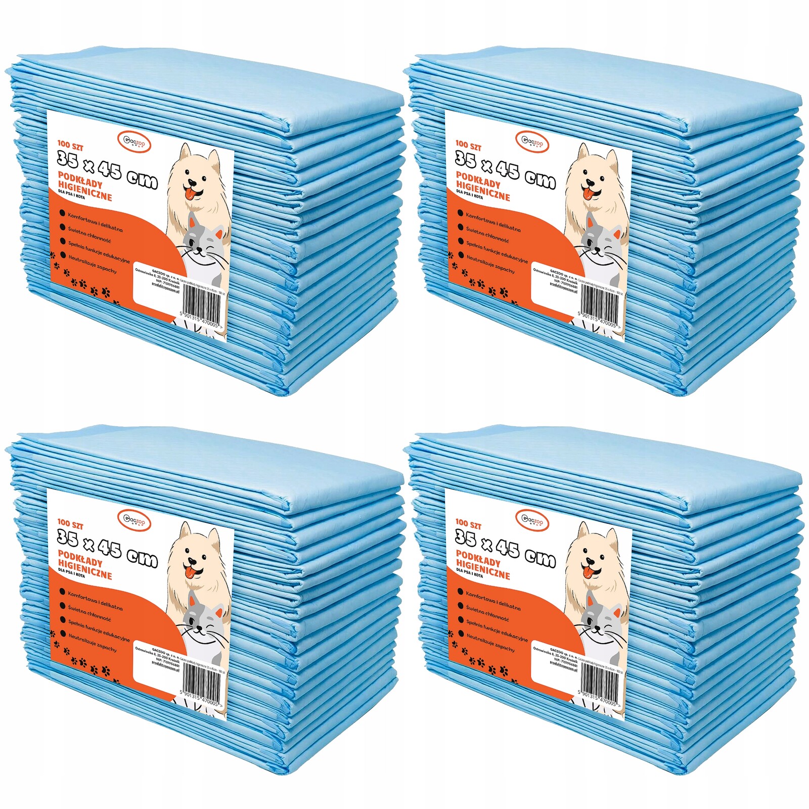 Hygienické podložky pro psa a kočku absorpční podložky 35 x 45 cm 400 ks Gaczoo