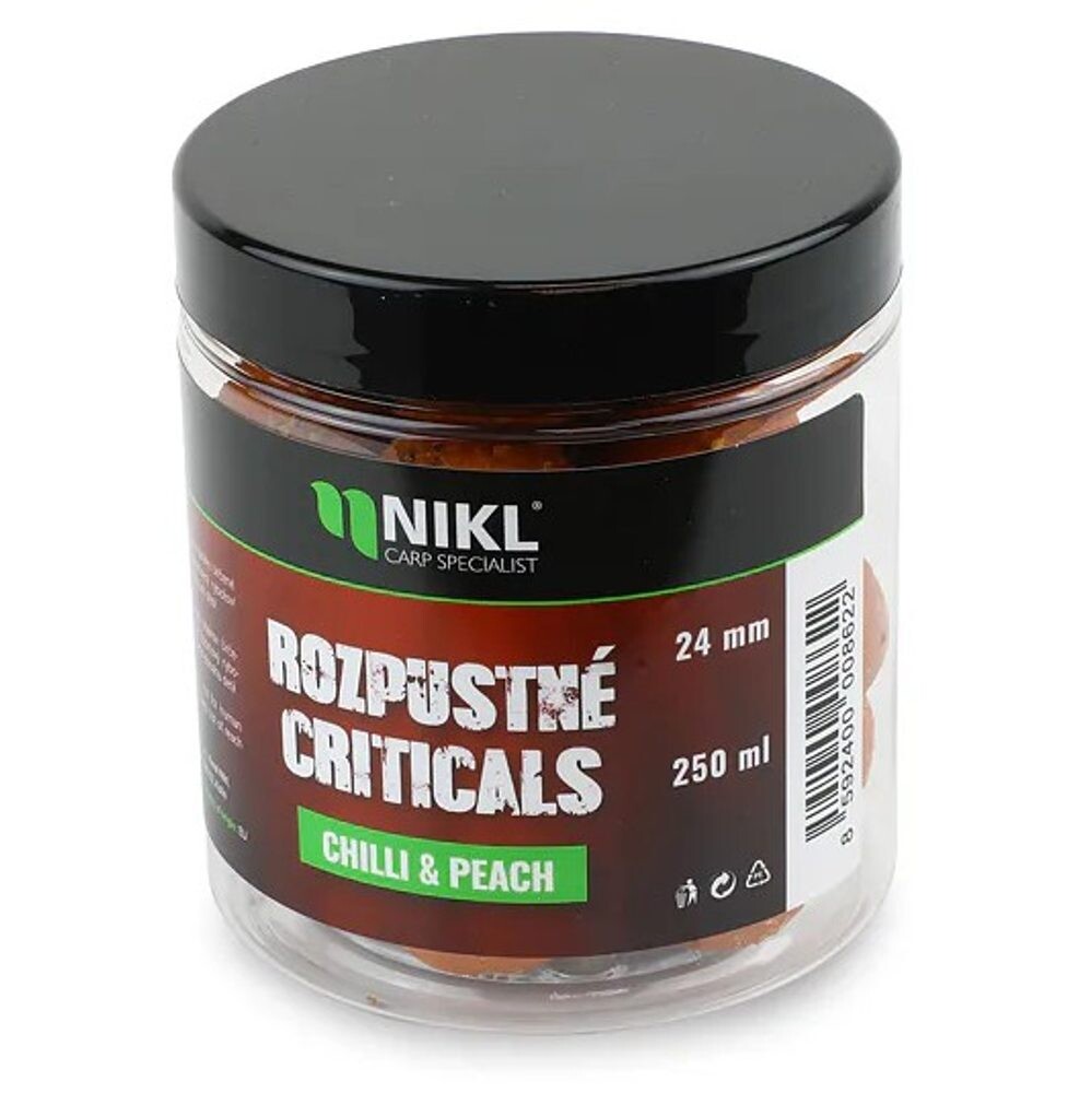 Nikl Rozpustné Criticals boilie Chilli & Peach 250ml - 14mm