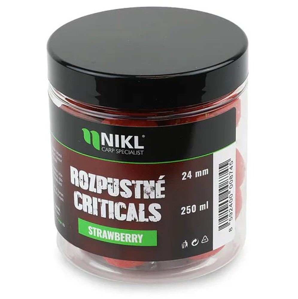 Nikl Rozpustné Criticals boilie Strawberry 250ml - 14mm