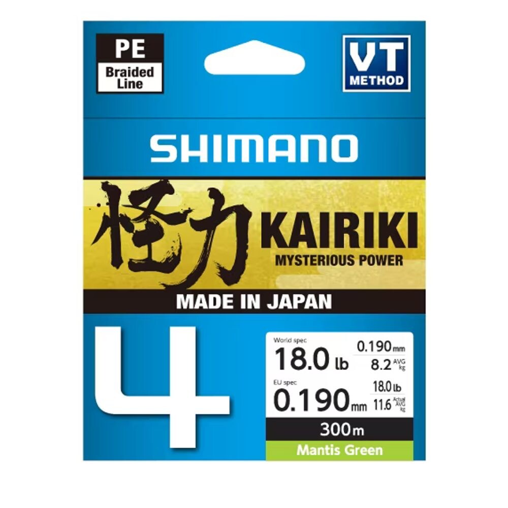 Shimano Šňůra Kairiki 4 Mantis Green - 0,19mm  300m