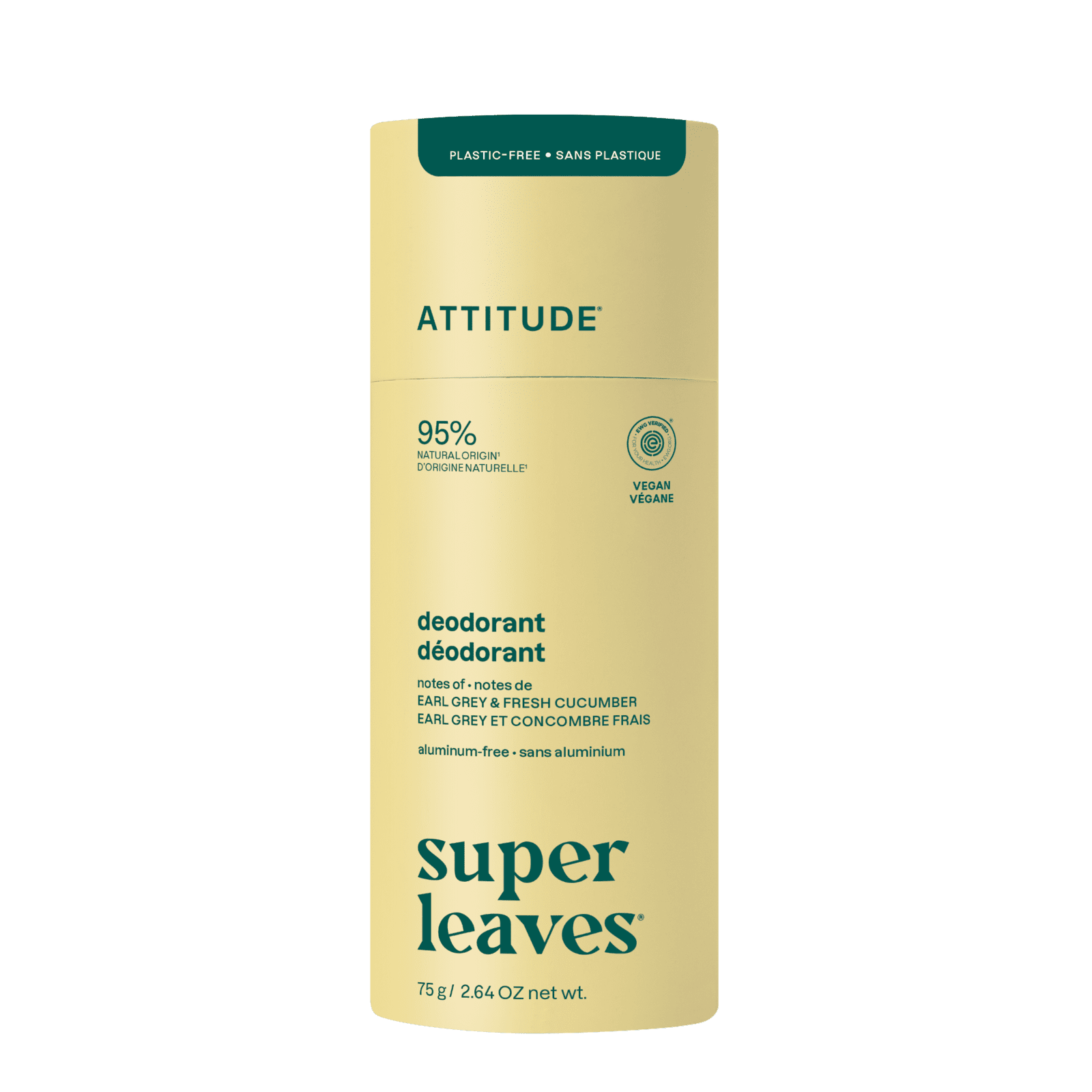 ATTITUDE Přírodní deodorant Super leaves  - earl grey a okurka bezplast 75 g