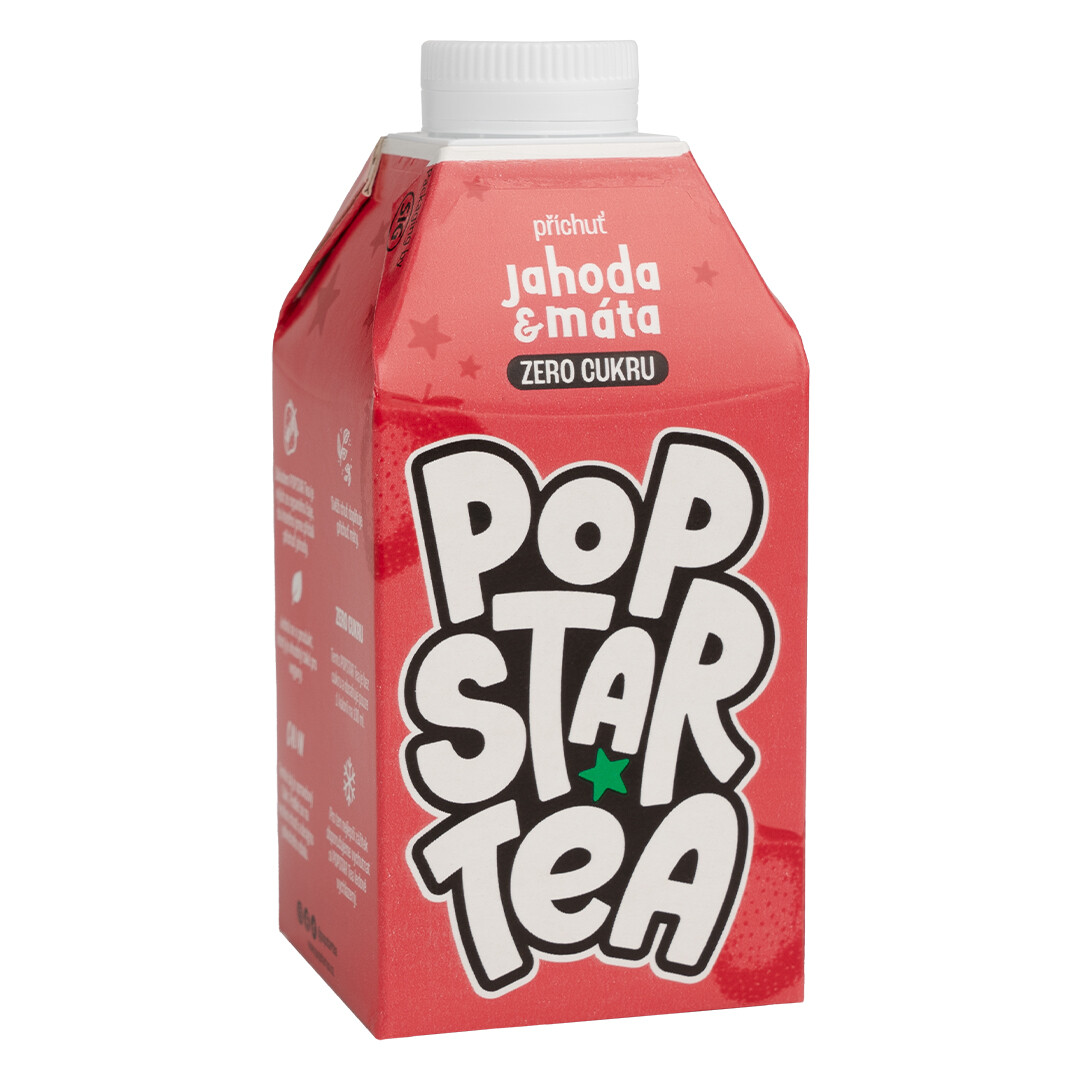 POPSTAR Tea Jahoda & Máta Zero 0.5 l