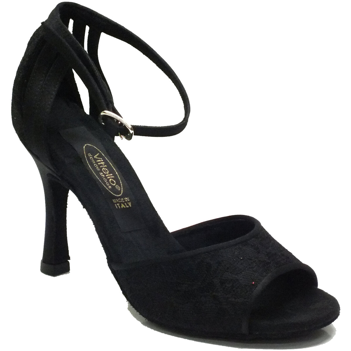 Vitiello Dance Shoes  411 Raso Fiore Nero / Raso  Černá