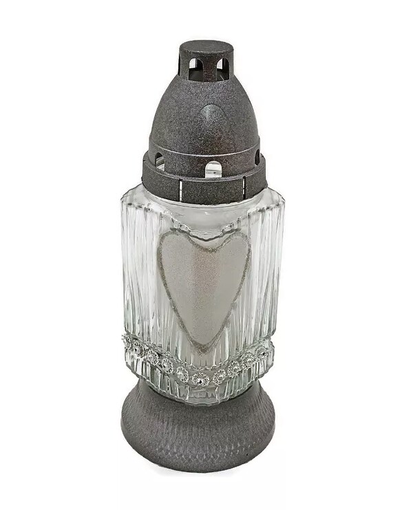 EU Hřbitovní sklo 21cm svíčka vklad 45g  Z320 SRDCE