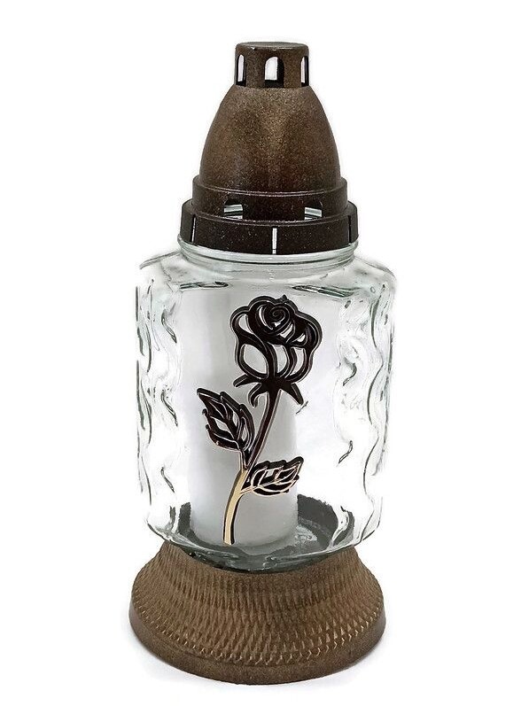 EU Hřbitovní sklo 25cm svíčka vklad 60g  Z309 RŮŽE