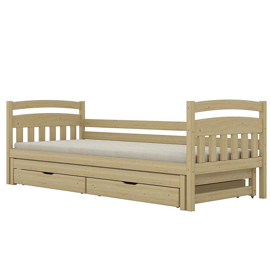 Postel Dawid přistýlka + zásuvky 80x200 přírodní, lakovaná