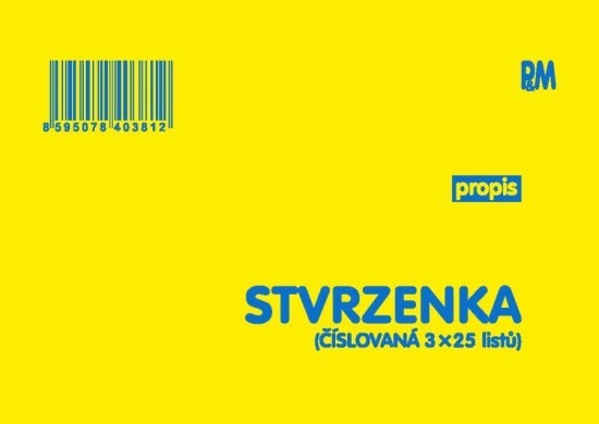 P&M Stvrzenka číslovaná 3x25 plátce A6 propisovací - 381
