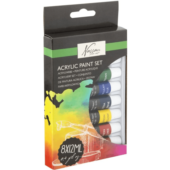 Nassau Akrylové barvy - 8 x 12 ml - AR0707