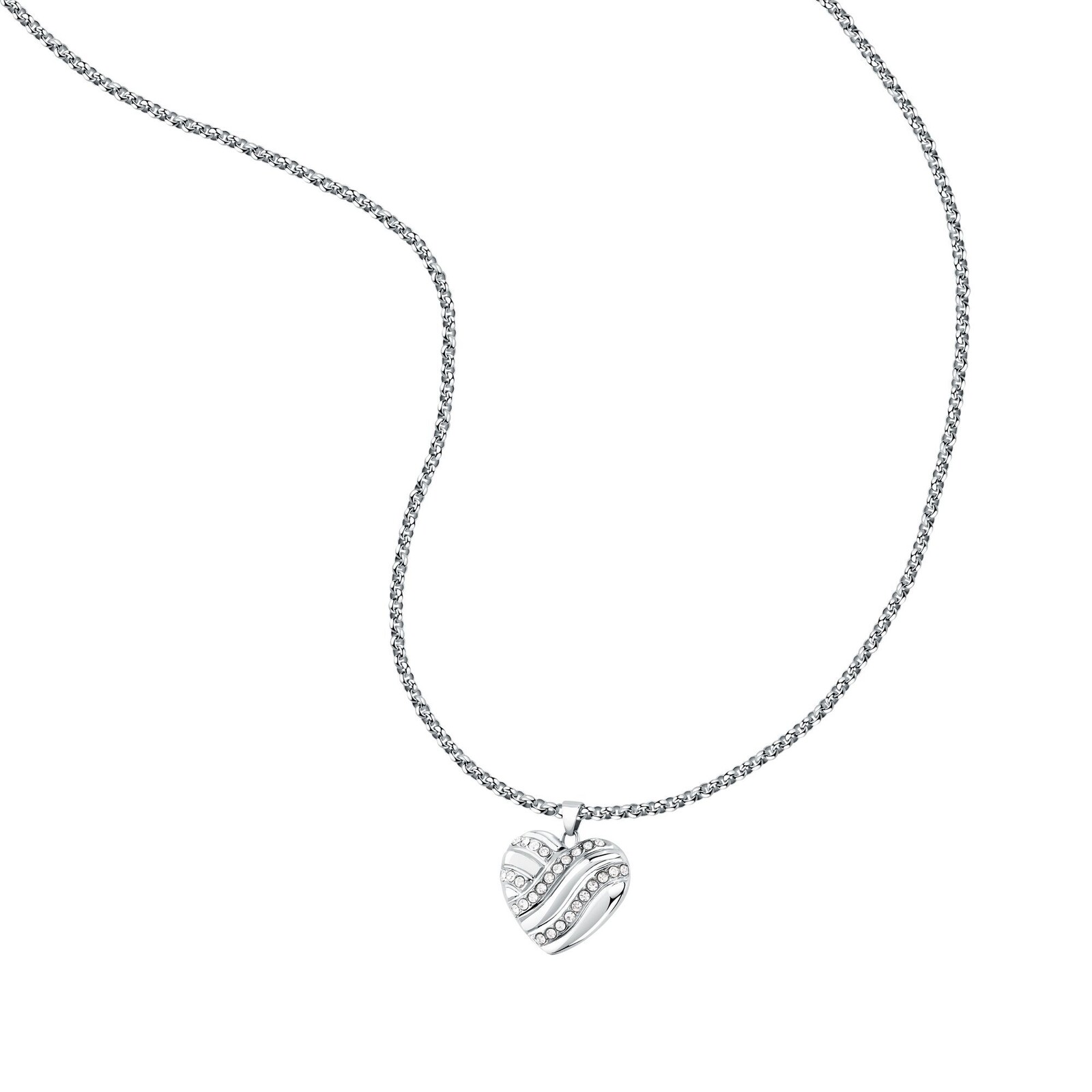 Morellato Dlouhý ocelový náhrdelník Srdce s krystaly Battito SAZQ03