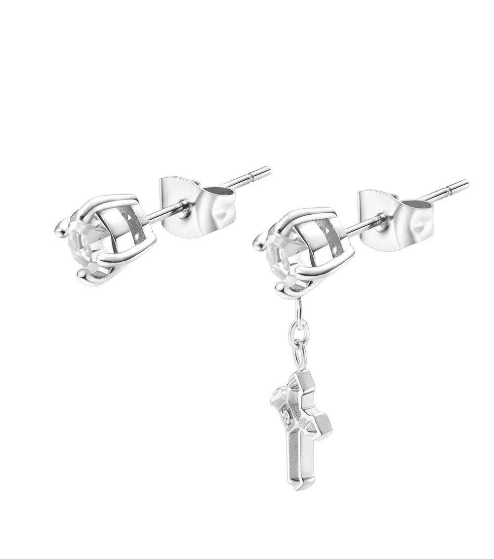 Police Asymetrické ocelové náušnice Stoneset PEAGE0036501