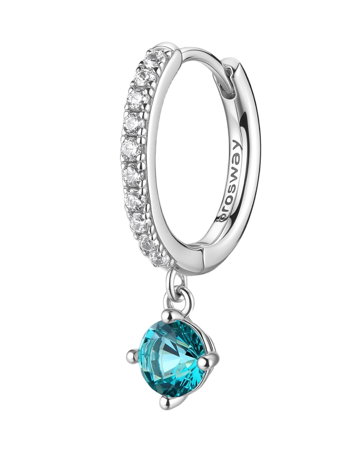 Brosway Kruhová single náušnice Fancy Aqua Green FAG12