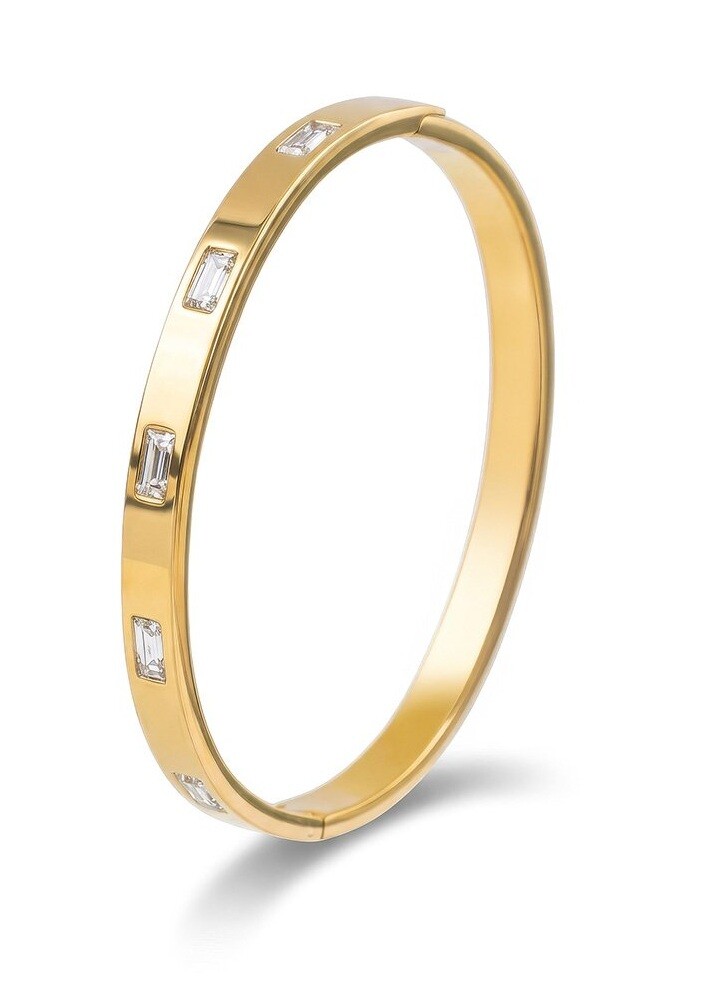 Marc Malone Elegantní pevný náramek s čirými krystaly Doré MCB250400G