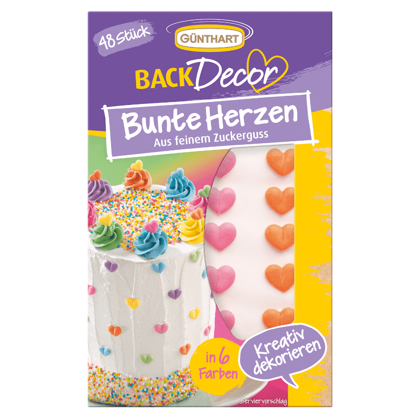 Barevná cukrová srdíčka 13g - Gunthart