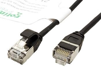 Roline GREEN U/FTP patchkabel kat. 6a, tenký, LSOH, 0,15m, černý
