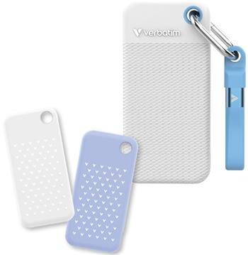 VERBATIM Pocket SSD 2TB bílá/modrá + 2x gumový obal