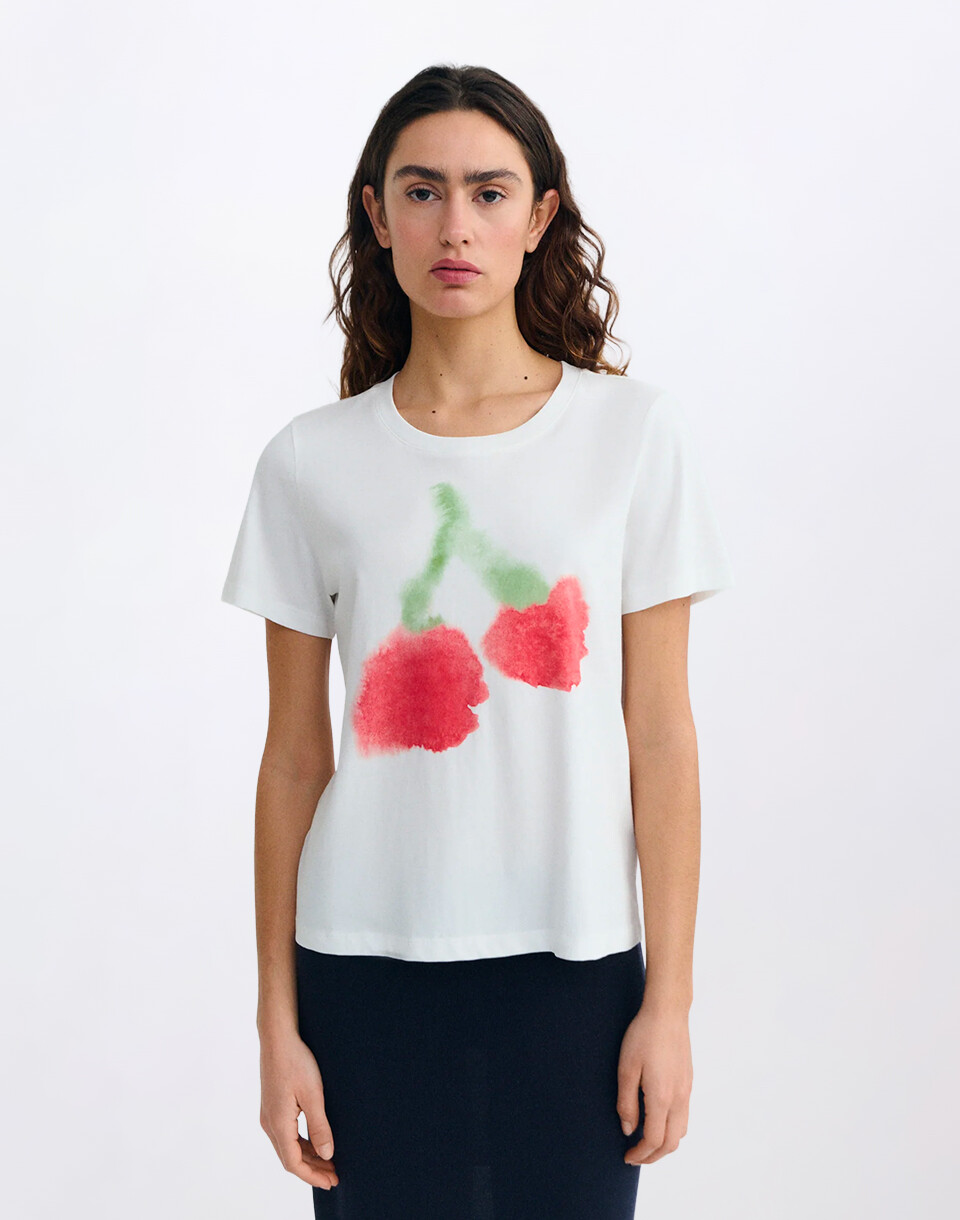 Thinking MU Blurry Cherry Ida Tee WHITE XS