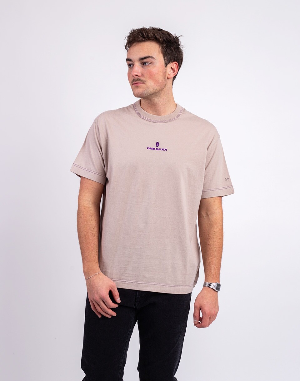 ONE OF XX Cement Purple Embroidered Loose Fit T-shirt Cement Purple S