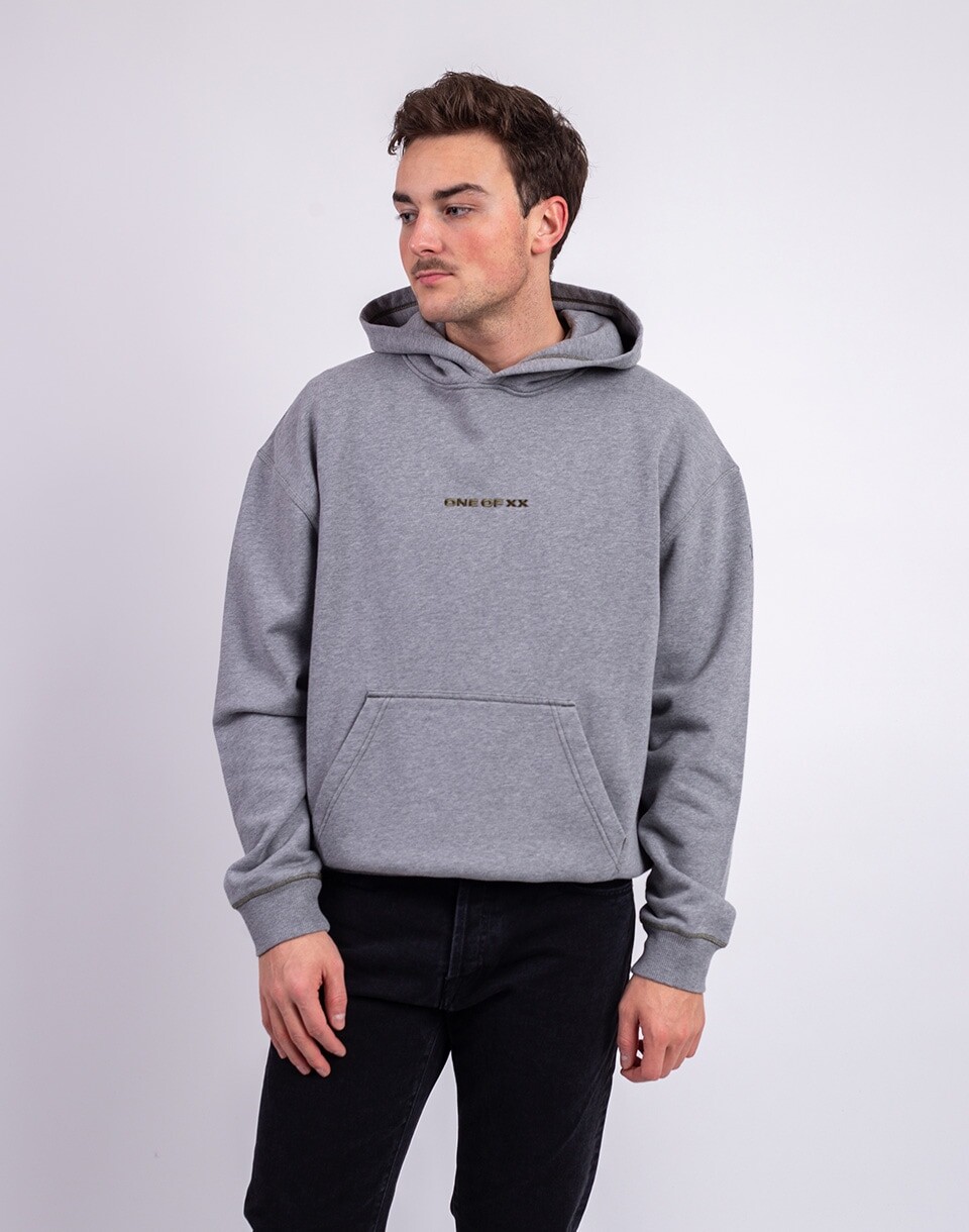 ONE OF XX Grey Melange Embroidered Hoodie Grey Melange S