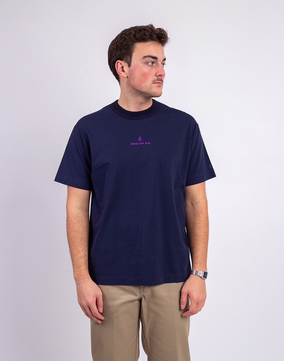 ONE OF XX Midnight Purple Embroidered Loose Fit T-shirt Midnight Purple S