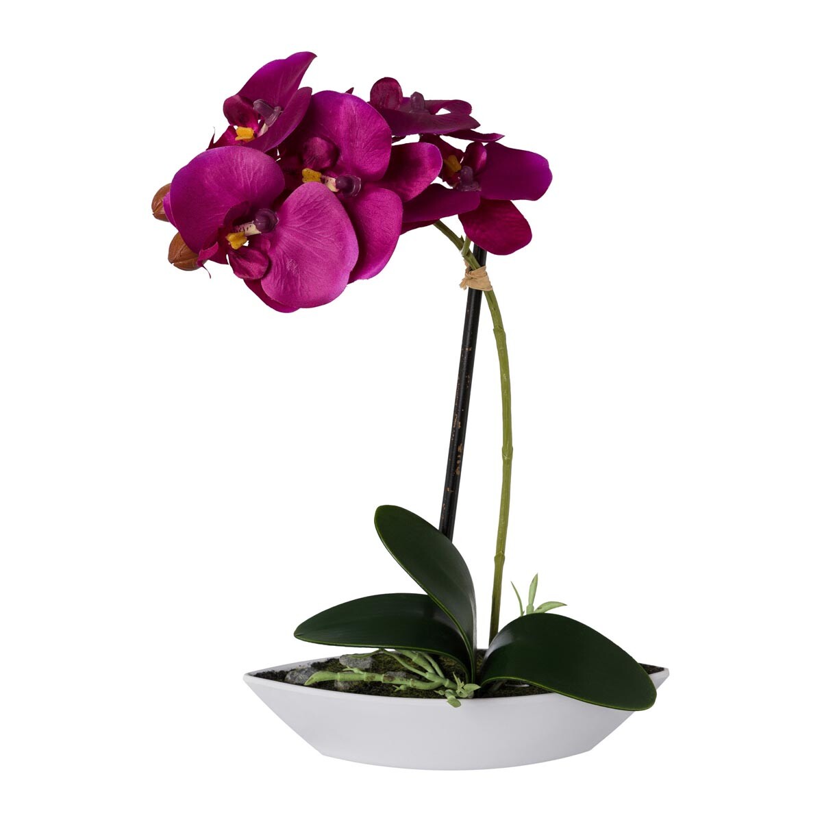 Gasper Umělá orchidej v oválné misce, 30 cm, fialová