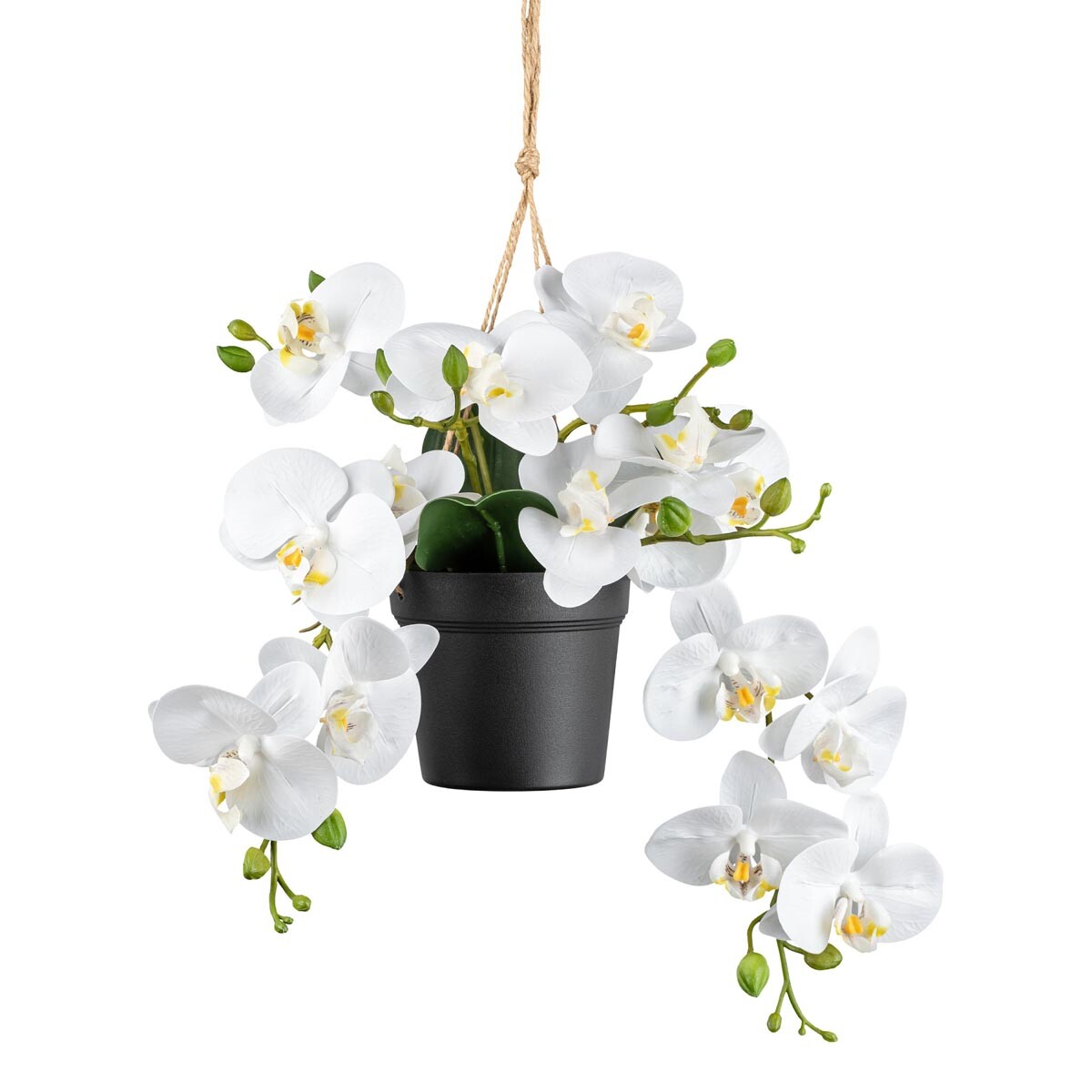 Gasper Umělá orchidej v závěsném květináči, 25 cm, bílá