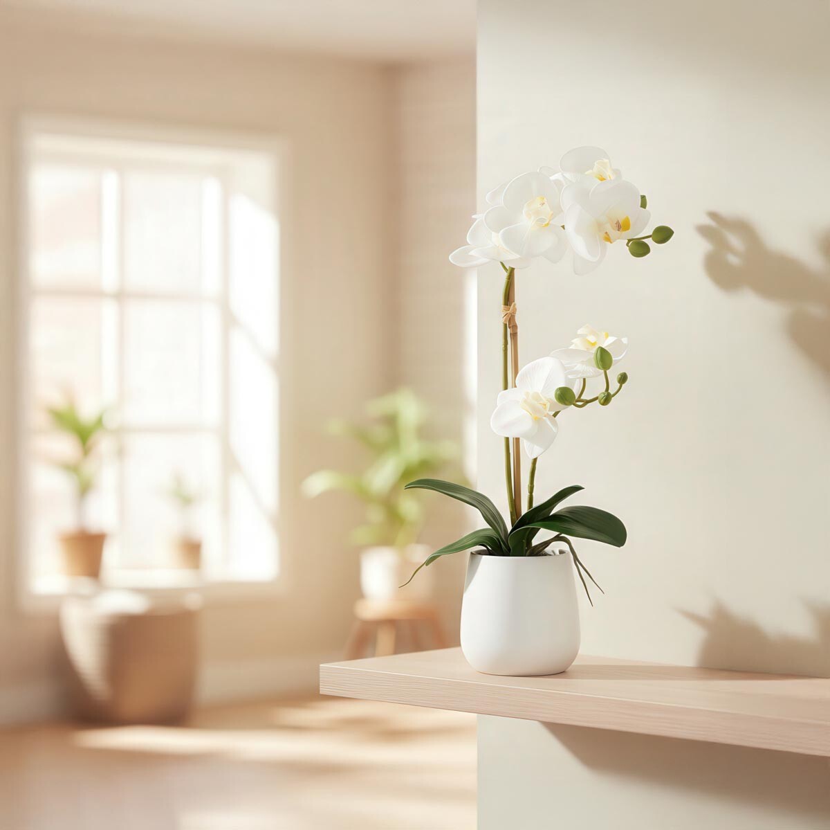 Gasper Umělá orchidej Phalaenopsis, 50 cm, bílá