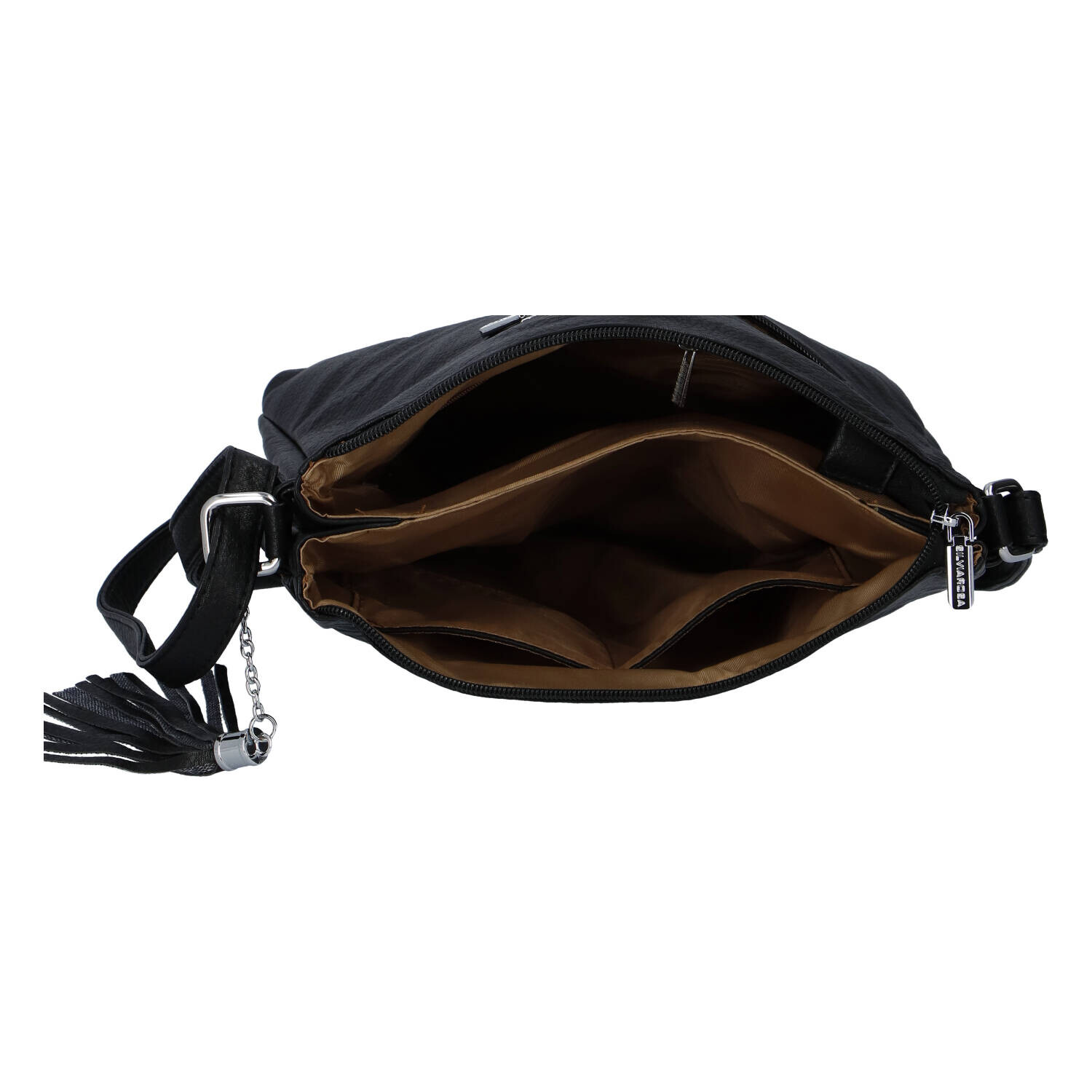 Zajímavá dámská koženková crossbody Kornel, černá