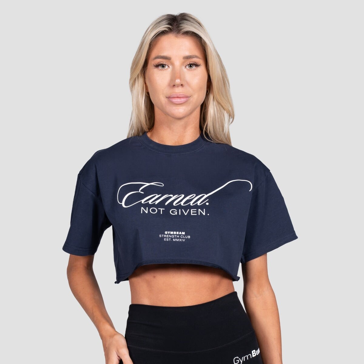 GymBeam Women‘s Earned Cropped T-shirt Midnight